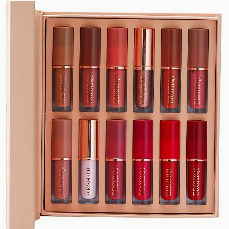 Caja de Regalo de 12 pcs de Lápiz Labial Mate Aterciopelado Hidratante